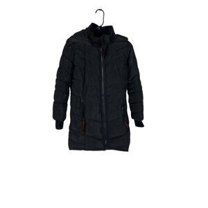 Women's Weatherproof Climate Black Puffer Parka with detachable hood Size 12